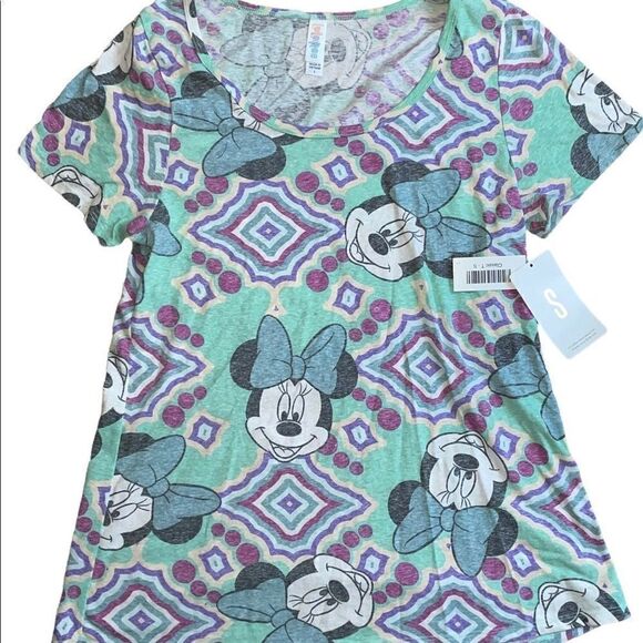LuLaRoe Small Classic Tee • Disney Collection • Minnie Mouse Bows • Teal • NWT - Picture 1 of 14